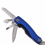 Mini cleste multifunctional, Survival Instict, otel inoxidabil, 9 functii, 14 cm, husa inclusa, albastru