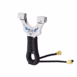 Praștie de precizie metalica cu laser si vizor, DEPOX®, 2 elastice de rezervă, 12 cm, negru