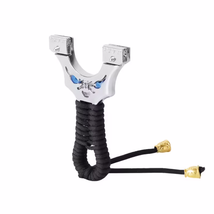Praștie de precizie metalica cu laser si vizor, DEPOX®, 2 elastice de rezervă, 12 cm, negru