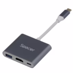 Stație de docking Spacer, USB Type-C, 1x USB 3.0, 1x HDMI, negru