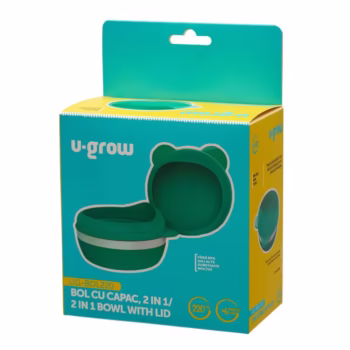 Bol 2 in 1 cu capac pentru diversificarea bebelusului U-Grow, 220 ml