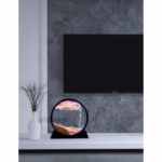 Decoratiune casa, birou tip clepsidra, sticla/nisip 3D, 26×27 cm, rosu/negru