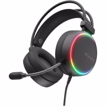 Casti gaming cu fir Genesis Neon 613 G2, sunet stereo, microfon, impendanta 32 Ohm, frecventa raspuns 20 – 20.000 Hz, lungime cablu 220cm, iluminare RGB, frecventa raspuns microfon 10 Hz – 10 KHz, sensibilitate -42dB, negru