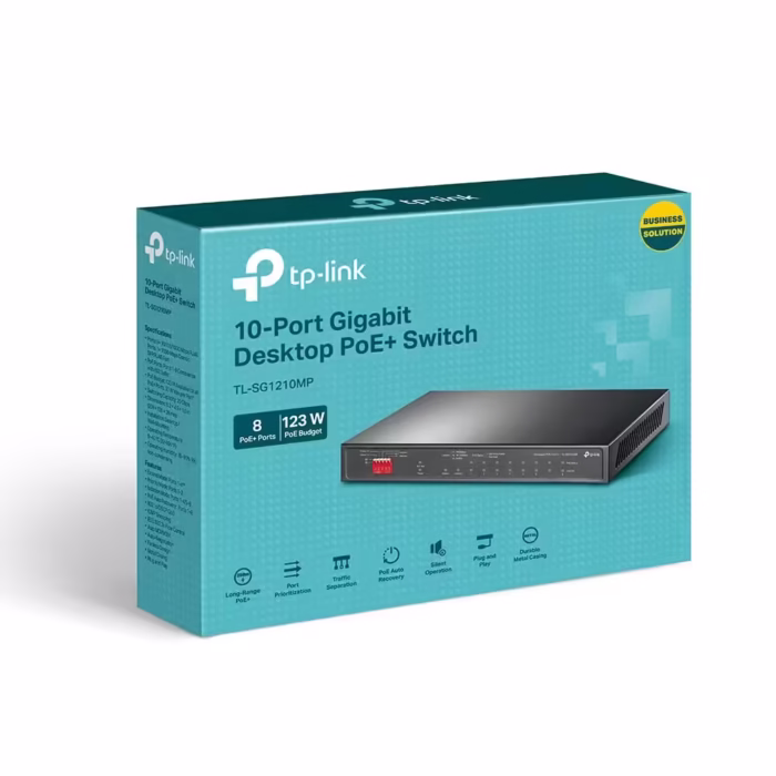 Switch management TP-LINK TL-SG1210MP, 9x1000Mbps (8xPOE+) + 1xSFP combo Gigabit, negru