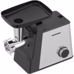 Masina de tocat Heinner Meatmaster HMG-2100SS3, 2100W, accesoriu rosii, Kibbe si carnati, capacitate tocare 1.8kg/min, 2 viteze, 3 site metalice, cutit inox, functie reverse, negru/inox