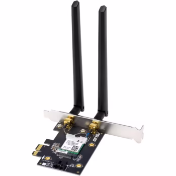 Placa de retea ASUS PCE-BE6500, BE6500, Tri-Band, 2 antene externe, 4K-QAM, Bluetooth 5.4, WPA3, OFDMA, MU-MIMO, MLO