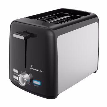 Prajitor de paine FRAM FTP-800SSBK, 800W, capacitate 2 felii, 7 niveluri de rumenire, tavita detasabila pentru firimituri, Negru