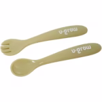 Set diversificare 5 piese din silicon pentru bebelusi U-Grow, contine baveta, bol, farfurie, lingurita si furculita, olive