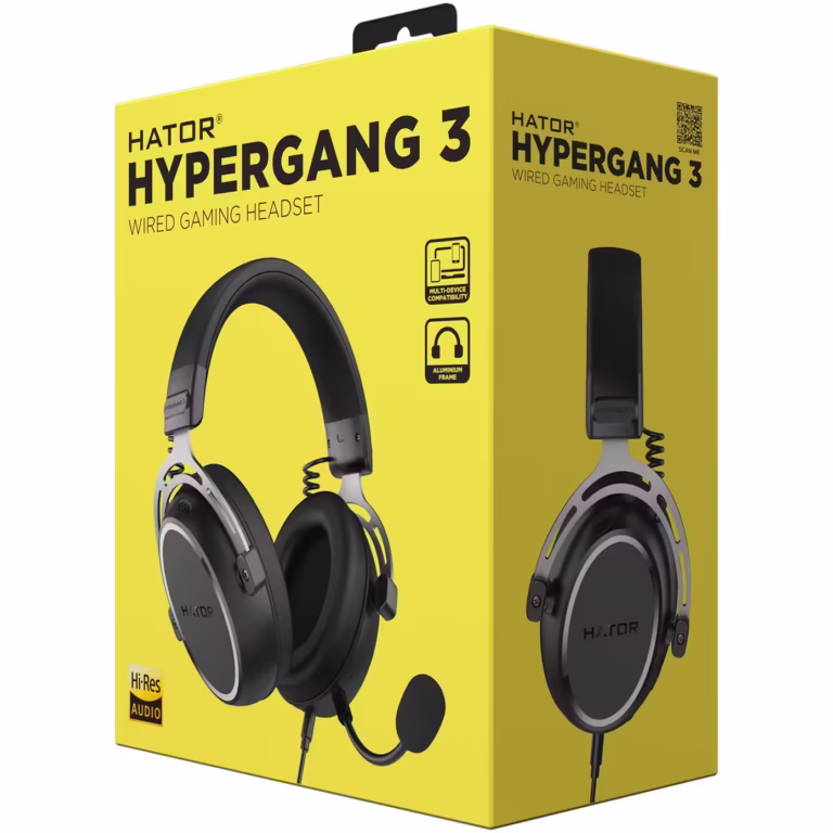 Casti gaming cu fir Hator Hypergang 3, material membrana compozit, frecventa raspuns 10Hz-44kHz, impendanta 32Ω, putere maxima 30mW, microfon detasabil unidirectional, negru