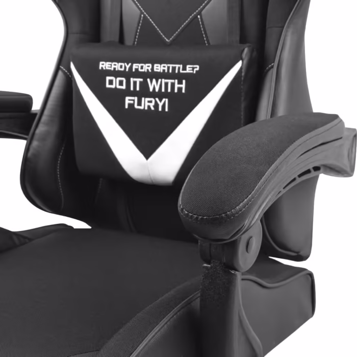 Scaun gaming, Fury, Poliester/Piele ecologica, Negru