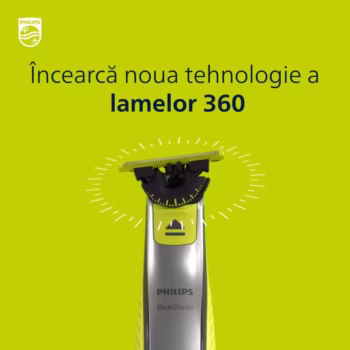 Rezerva PHILIPS OneBlade 360, QP420/50, otel inoxidabil, umed si uscat, kit 2 lame, pentru orice model PHILIPS OneBlade si OneBladePro, Verde