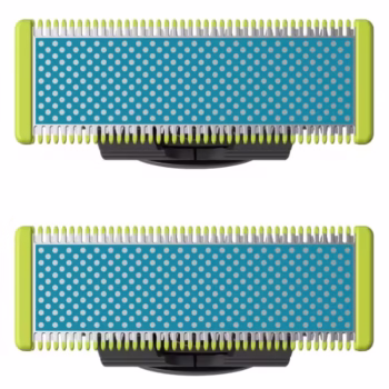 Rezerva PHILIPS OneBlade QP225/50, pentru piele-ultra sensibila, otel inoxidabil, umed si uscat, kit 2 lame, pentru orice model PHILIPS OneBlade si OneBladePro, Verde
