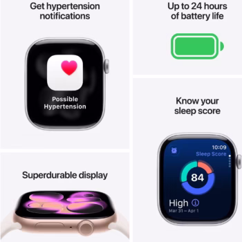 Apple Watch 11 GPS, Carcasa Jet Black Aluminium 42mm, Black Sport Band – S/M