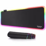 Mousepad gaming RGB Spacer, cauciuc si material textil, 900 x 300 x 3 mm, 1.8 m lungime cablu, Negru