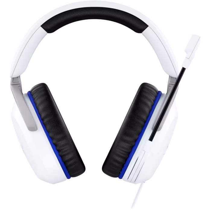 Casti gaming cu fir HyperX Cloud Stinger 2 PS5/PS4, jack 3,5mm pentru conectare direct la controller, drivere 50mm, slidere gradate, microfon cu noise cancelling, spuma cu memorie, alb