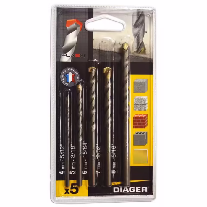 Truse de burghie Diager, cu coada cilindrica, 4-8, 5 piese