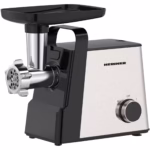 Masina de tocat Heinner Meatmaster HMG-2100SS3, 2100W, accesoriu rosii, Kibbe si carnati, capacitate tocare 1.8kg/min, 2 viteze, 3 site metalice, cutit inox, functie reverse, negru/inox