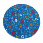 Covor Alphabet Heinner Home, diametru 110 cm, 100% bumbac, tesatura plata, 850 GSM, spate aderent