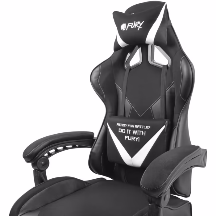 Scaun gaming, Fury, Poliester/Piele ecologica, Negru