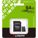 Card de Memorie MicroSDXC Kingston, 64GB, Select Plus, Clasa 10 UHS-I, Cu adaptor