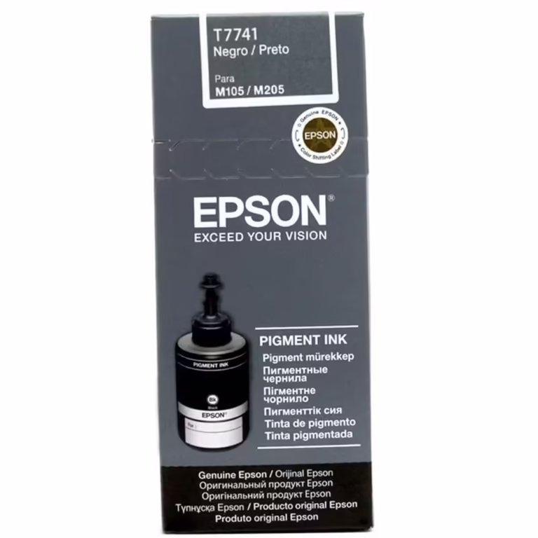 Flacon pigment Epson T7741 original, pentru imprimantele L655, M100, M105, M200, 140 ml, negru