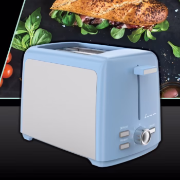 Prajitor de paine FRAM FTP-800SSBL, 800W, capacitate 2 felii, functi, 7 niveluri de rumenire, tavita detasabila pentru firimituri, Albastru