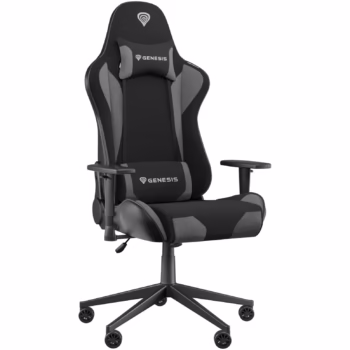 Scaun Gaming Genesis NITRO 440 G2, Baza Metalica, Sezut si Spatar Textil Ajustabil 150°, Perna Lombar si Gat, Max 120 kg., Roti 60mm cu Invelis CareGlide Antiscratch, Negru-Gri