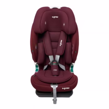 Scaun auto pentru copii U-Grow Goldfix Plus, I-Size, R129, cu isofix, 76-150 cm, boxa bluetooth, rosu