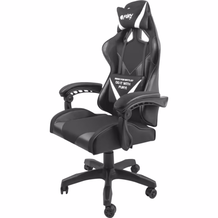 Scaun gaming, Fury, Poliester/Piele ecologica, Negru