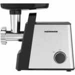 Masina de tocat Heinner Meatmaster HMG-2100SS3, 2100W, accesoriu rosii, Kibbe si carnati, capacitate tocare 1.8kg/min, 2 viteze, 3 site metalice, cutit inox, functie reverse, negru/inox