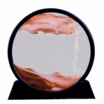 Decoratiune casa, birou tip clepsidra, sticla/nisip 3D, 26×27 cm, rosu/negru