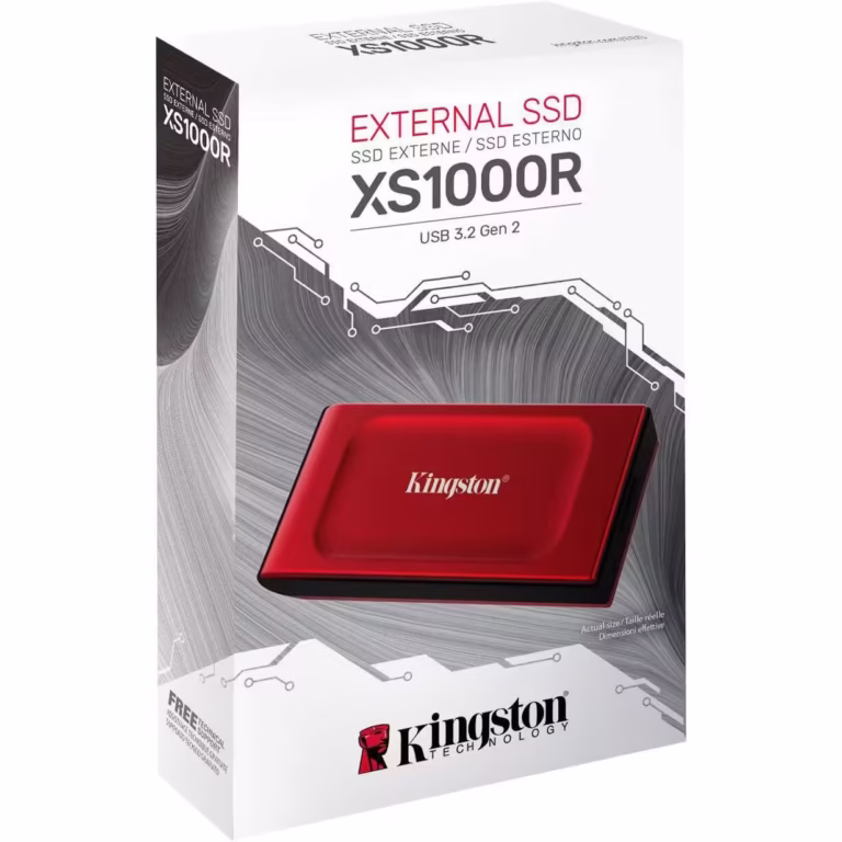SSD extern, Kingston, XS1000R, 2TB, pana la 1050MB/s, USB 3.2 Gen 2, rosu