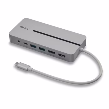 Dock/Replicator de porturi, Lindy, Notebook, USB, Alb/Argintiu