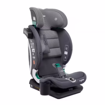 Scaun auto pentru copii U-Grow Goldfix Plus, I-Size, R129, cu isofix, 76-150 cm, boxa bluetooth, gri