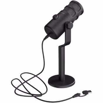 Microfon Genesis Radium 350D, tip Dynamic, model cardioid, suport fix, conectivitate USB-C, raspuns in frecventa 60 – 14.000 Hz, sensibilitate48 dB, lungime cablu 250 cm, negru
