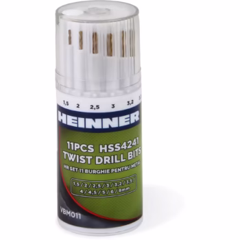 Set 11 burghie pentru metal Heinner VBM011, 1.5-8 mm dimensiune burghie