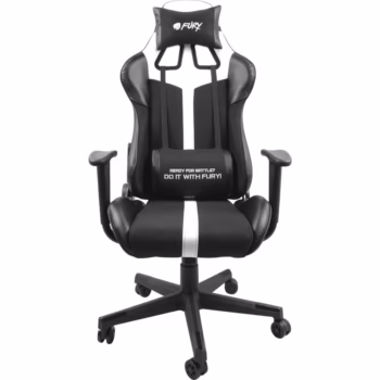 Scaun de gaming, Fury Avenger XL, Piele sintetica, Alb/Negru