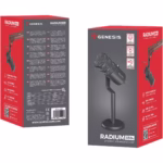 Microfon Genesis Radium 350D, tip Dynamic, model cardioid, suport fix, conectivitate USB-C, raspuns in frecventa 60 – 14.000 Hz, sensibilitate48 dB, lungime cablu 250 cm, negru