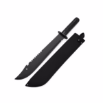 Set doua sabii vanatoare DEPOX®, maner metal, 81 cm/50 cm, negru, teaca inclusa
