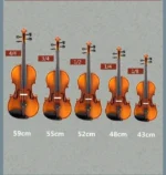 Vioara clasica din lemn, marime 1/2, maro, toc inclus + arcus 1/4 extra