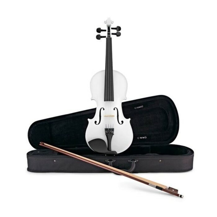 Vioara clasica din lemn, marime 4/4, alba, toc inclus + arcus 1/2 extra