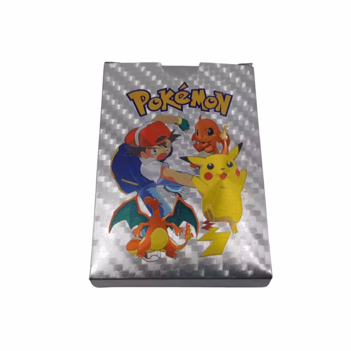 Set doua pachete cartonase Pokemon Gold GTX si Silver GTX, editie de colectie, 55 bucati, aurii/argintii