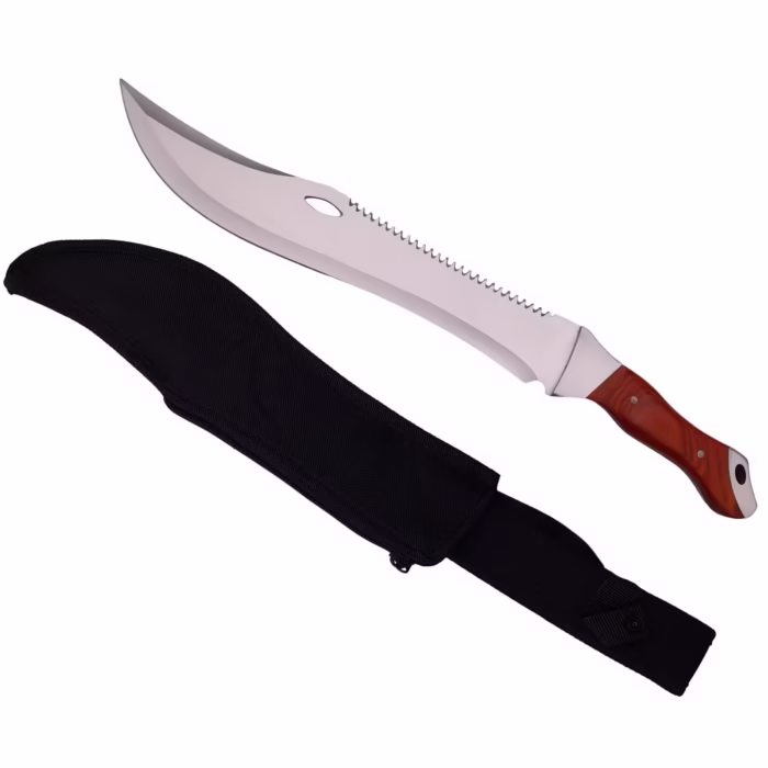 Set maceta de vanatoare DEPOX®, Knife of Mind, otel inoxidabil, argintie, 46 cm si nunceag metalic