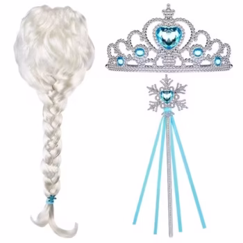 Set rochie si accesorii Elsa Frozen, 7-9 ani, Albastru, Halloween