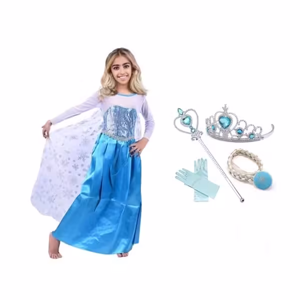 Set rochie si patru accesorii Elsa Frozen, 7-9 ani, Carnaval Set rochie si patru accesorii Elsa Frozen, 7-9 ani, Carnaval