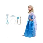 Set rochie si trei accesorii Elsa Frozen, 3-5 ani, Carnaval