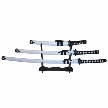 Set 3 sabii decorative, Katane DEPOX®, panoplie, Ninja Warrior, metal, 83 cm, teaca inclusa