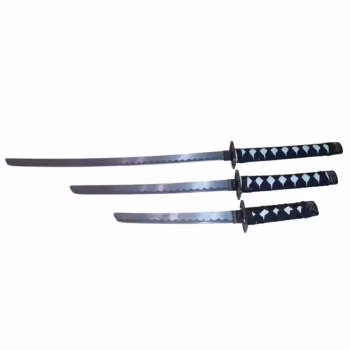 Set 3 sabii decorative, Katane DEPOX®, panoplie, Ninja Warrior, metal, 83 cm, teaca inclusa