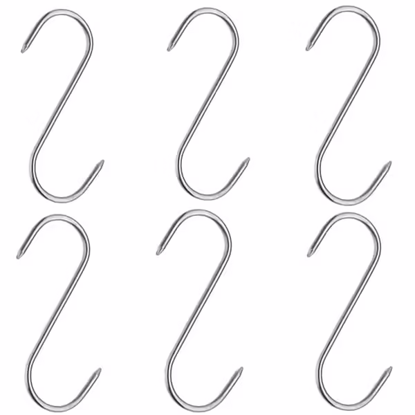 Set sase Carlige afumatoare carne , macelarie DEPOX® , 16 cm , metal Set sase Carlige afumatoare carne , macelarie DEPOX® , 16 cm , metal
