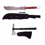 Set Topor Tactical Surivour, 38 cm si Sabie de vanatoare , Dragon Stance , DEPOX® , Cutit de aruncat si teaca incluse